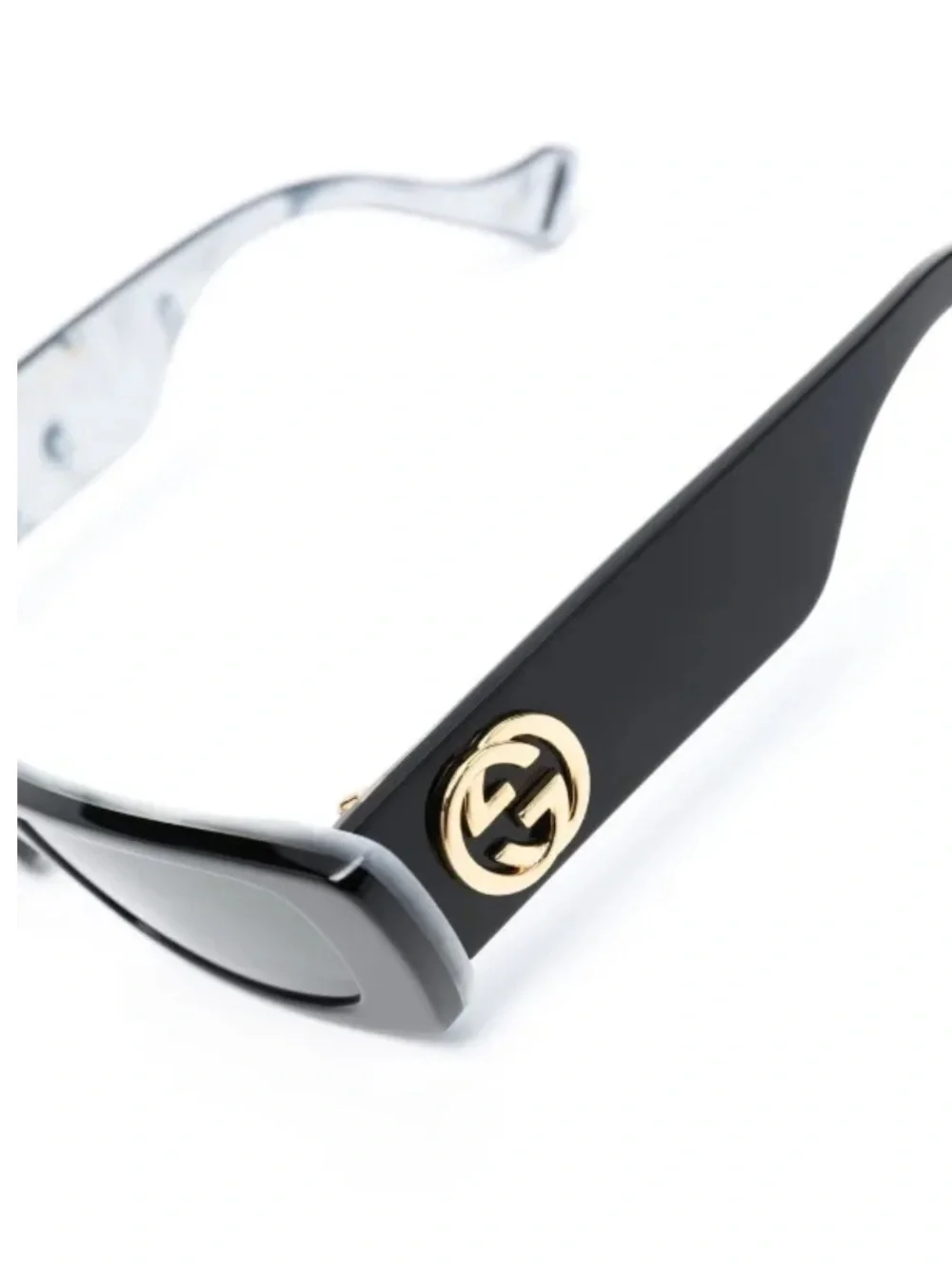 Gucci Black Rectangular Logo-Arm Sunglasses